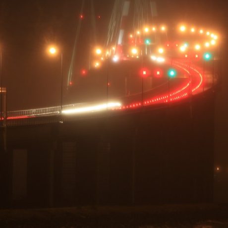 Pont de St Nazaire de nuit télégéré par contrôleurs Citylone